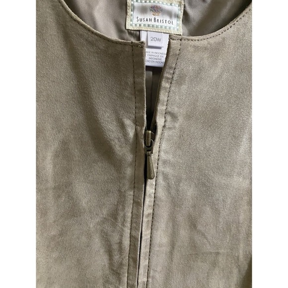 Vintage SUSAN BRISTOL Suede Leather Skirt Vest 2 pc Set Lined Zip Beige 18 & 20 - Picture 5 of 16